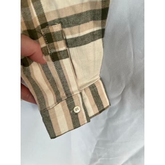 Weatherproof Vintage Women's Flannel, NWT, Large, Button Up, Cream/Green - Picture 5 of 9